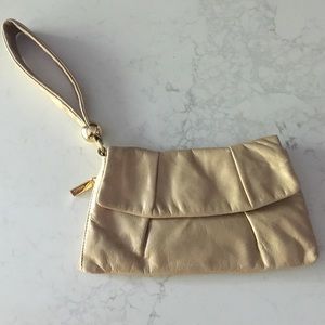 HOBO International leather wristlet w/ brass ball